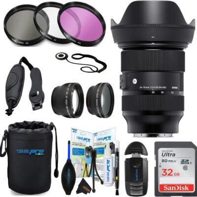 Sigma 24-70mm f/2.8 DG DN Art Lens for Sony E with Sunshine Photo Basic Accessories Bundle
