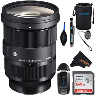 Sigma 24-70mm F2.8 DG DN Art Lens for Sony E Plus Sunshine Photo Store Basic Accessories Bundle