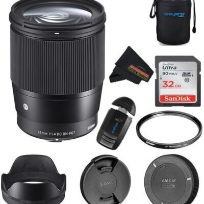 Sigma 16mm f/1.4 DC DN Contemporary Lens for Sony E with Sunshine Photo Store Accessories Bundle