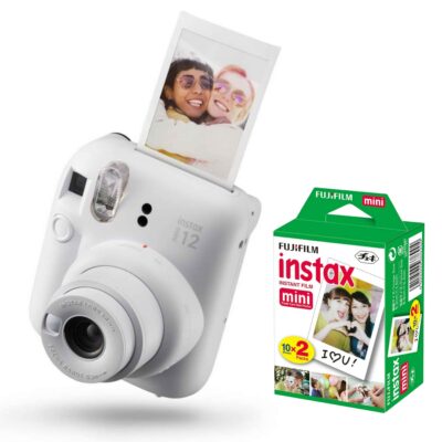 FUJIFILM INSTAX MINI 12 Instant Film Camera (Clay White) bundle